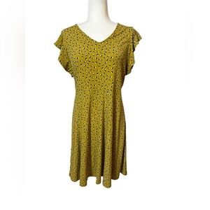 Ann Taylor Factory Fit and Flare Flutter Sleeves Lightweight Casual Yellow SZ MP